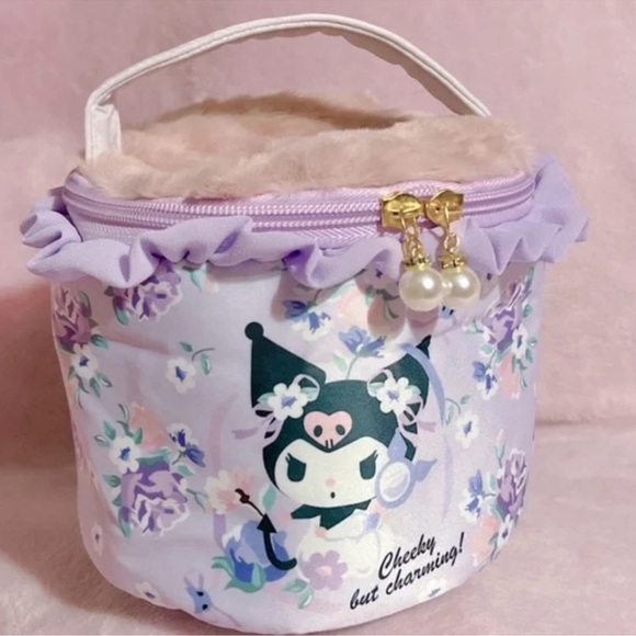 Sanrio Kuromi Round Floral Lavender Vanity Pouch Bag - Picture 4 of 8